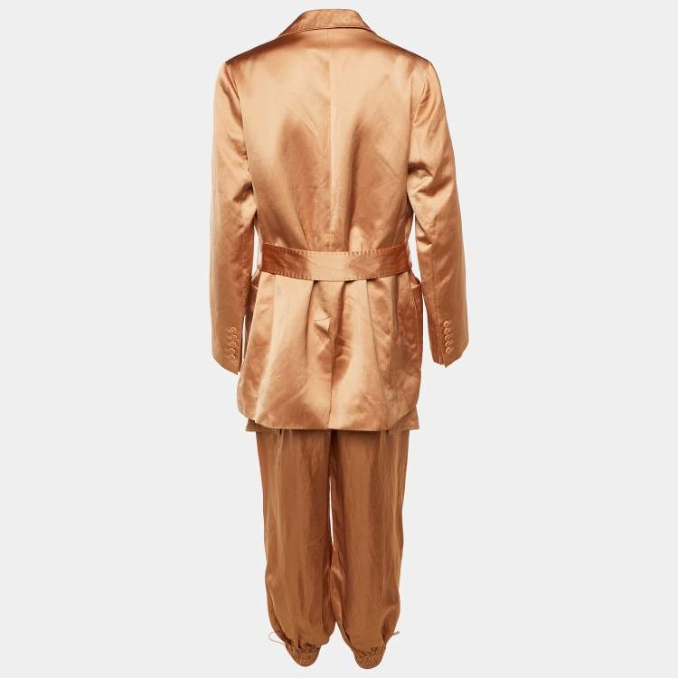 Pre Owned Zimmermann Peach Crepe Shantung Blazer & Pants Set L/M