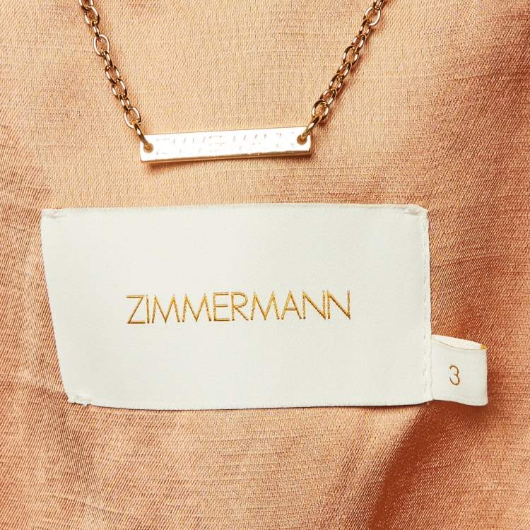 Pre Owned Zimmermann Peach Crepe Shantung Blazer & Pants Set L/M