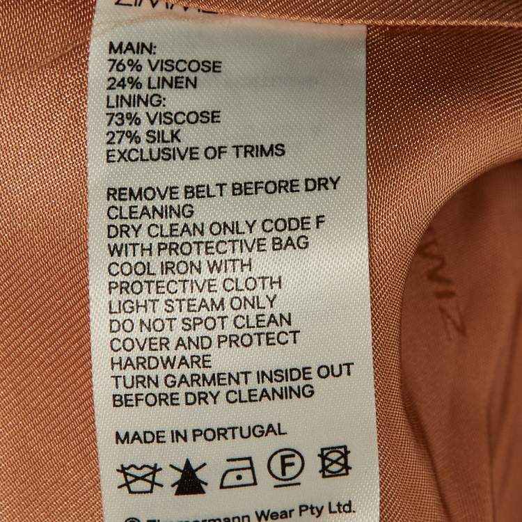 Pre Owned Zimmermann Peach Crepe Shantung Blazer & Pants Set L/M