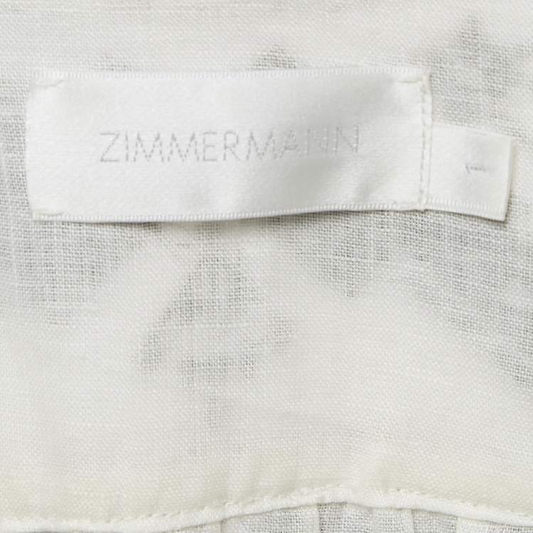 Pre Owned Zimmermann White Tali Embroidered Linen Maxi Dress M