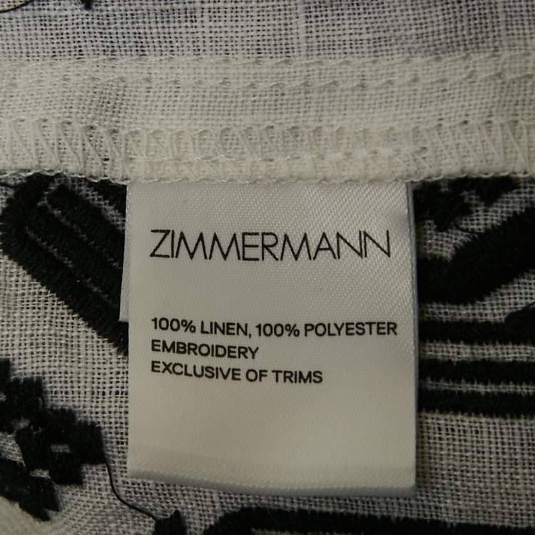 Pre Owned Zimmermann White Tali Embroidered Linen Maxi Dress M