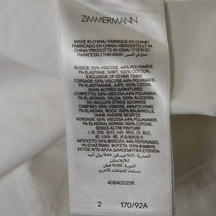 Pre Owned Zimmermann White Rib Knit and Poplin Scoop Neck Long Dress M