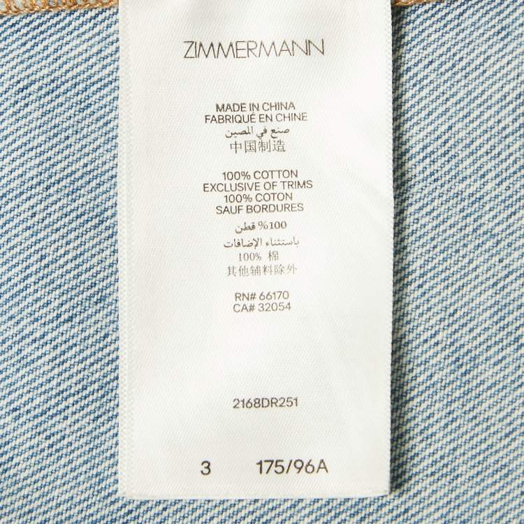 مملوكة مسبقًا Zimmermann Blue Denim Crush Embellished Mini Dress L