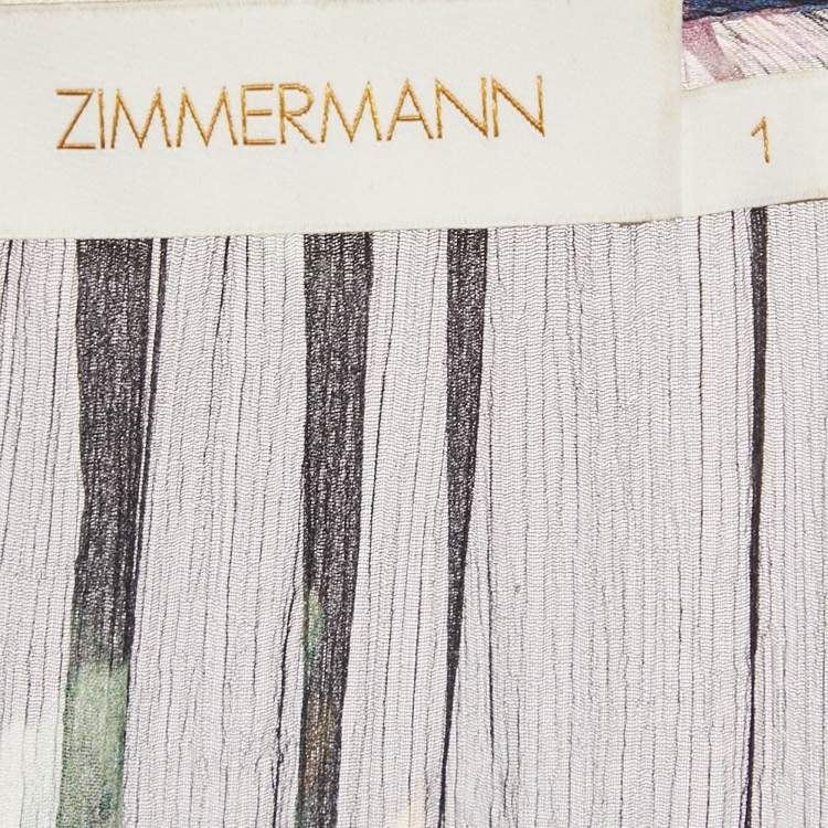 مملوكة مسبقًا Zimmermann Black Floral Print Chiffon Asymmetric Midi Dress M