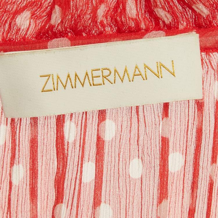 Pre Owned Zimmermann Red Polka Dots Silk Maxi Dress M