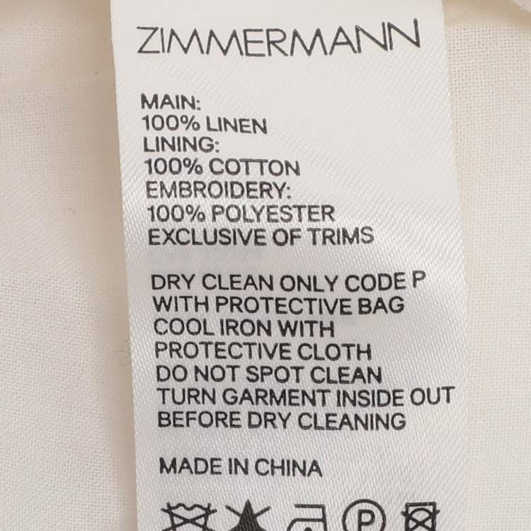 Pre Owned Zimmermann White Linen Floral Lace Trousers XS