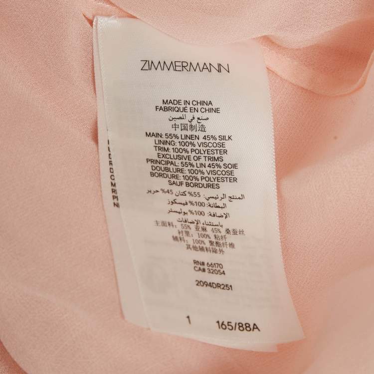 Pre Owned Zimmermann Light Orange Linen Blend Tiered Lace Maxi Dress M