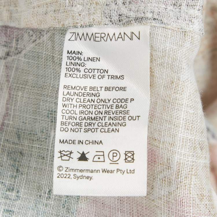 Pre Owned Zimmermann Multicolour Floral Print Linen Ruffle Hem Mini Dress L