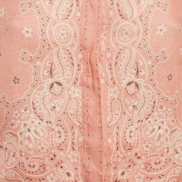 Pre Owned Zimmermann Pink Paisley Print Linen Set S