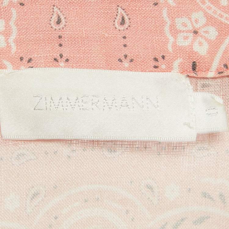 Pre Owned Zimmermann Pink Paisley Print Linen Set S