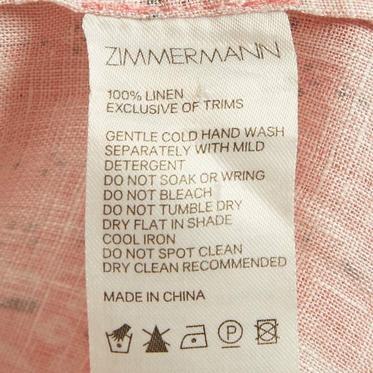 Pre Owned Zimmermann Pink Paisley Print Linen Set S