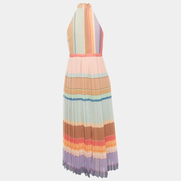 Pre Owned  Zimmermann Multicolour Striped Picnic Pleated Midi Dress S