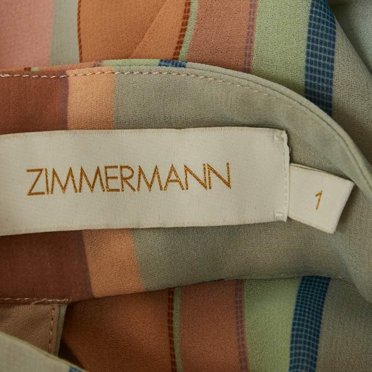 Pre Owned  Zimmermann Multicolour Striped Picnic Pleated Midi Dress S