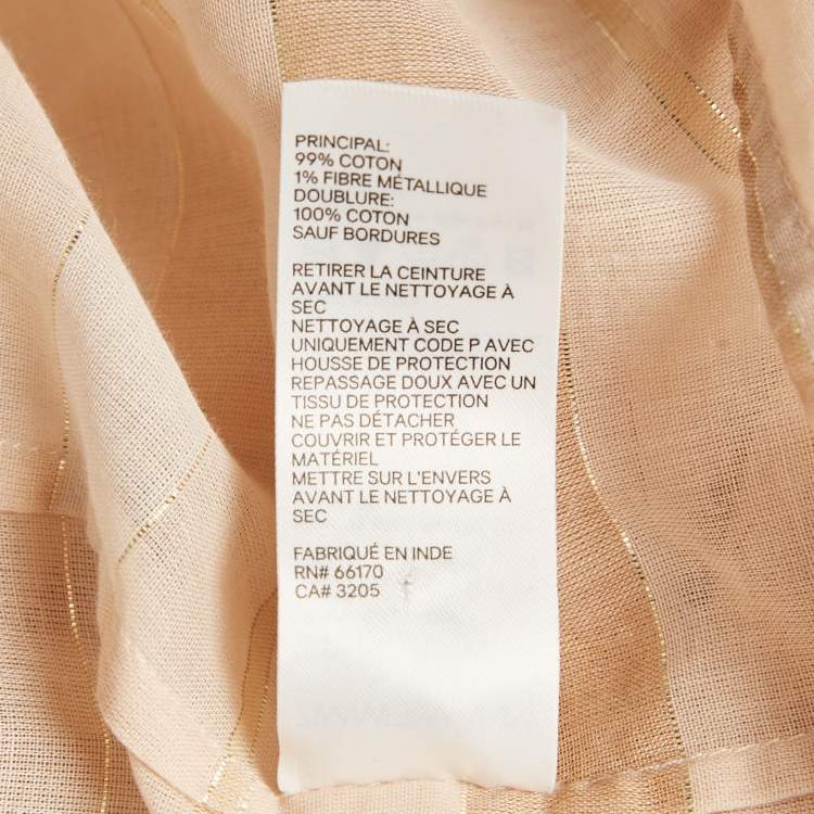 Pre Owned Zimmermann Beige Metallic Striped Cotton Tiered Maxi Dress M