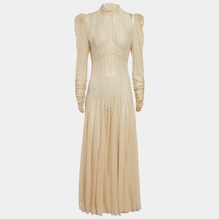 مملوكة مسبقًا Zimmermann Beige Chiffon and Lace Flared Gown L