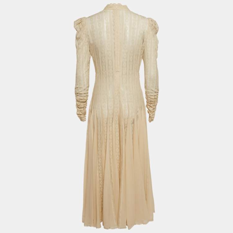 مملوكة مسبقًا Zimmermann Beige Chiffon and Lace Flared Gown L