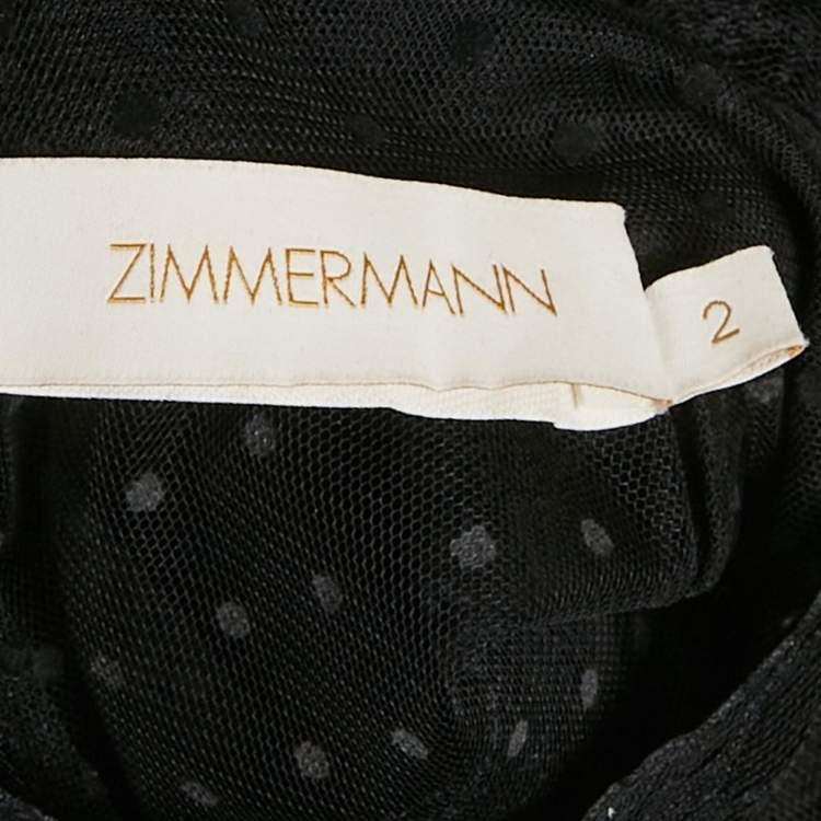 Pre Owned Zimmermann Black Silk & Lace Trim Ruffled Mini Dress M