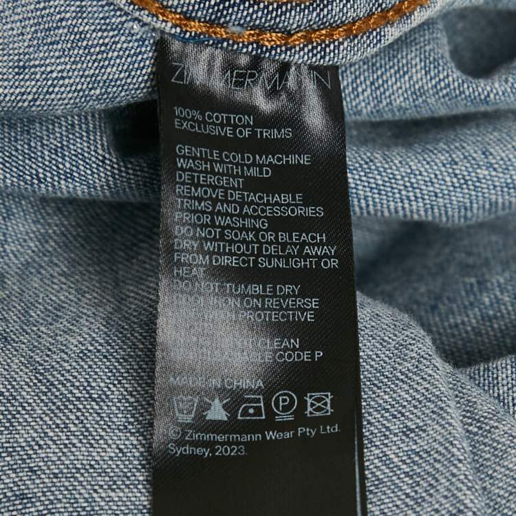 Pre Owned Zimmermann Blue Denim Tie-Up Neck Blouse S