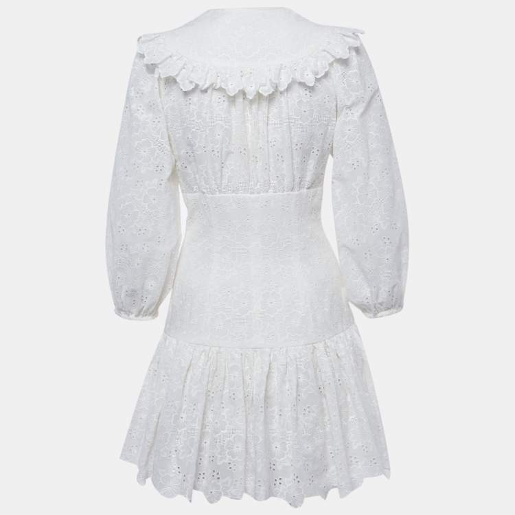 مملوكة مسبقًا Zimmermann White Cotton Honour Corset Lace Short Mini Dress M