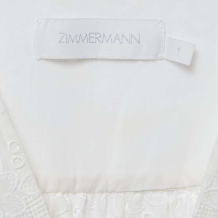 مملوكة مسبقًا Zimmermann White Cotton Honour Corset Lace Short Mini Dress M
