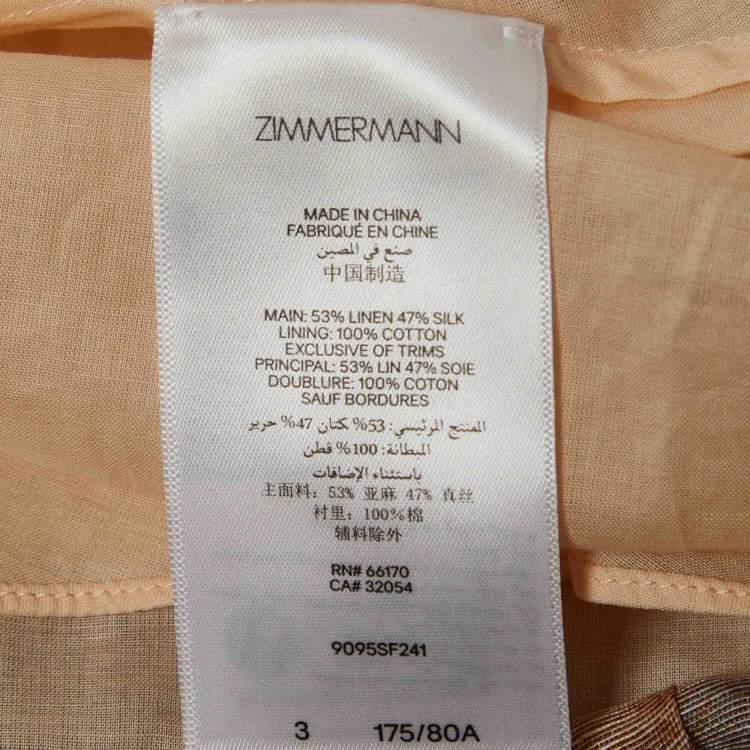 Pre Owned Zimmermann Beige Paisley Print Linen Blend Illustration Midi Skirt L