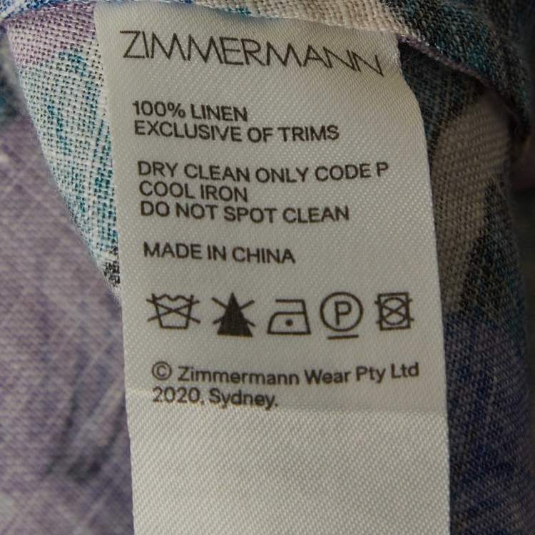 Pre Owned Zimmermann Multicolour Floral Print Linen Puff Sleeve Midi Dress M