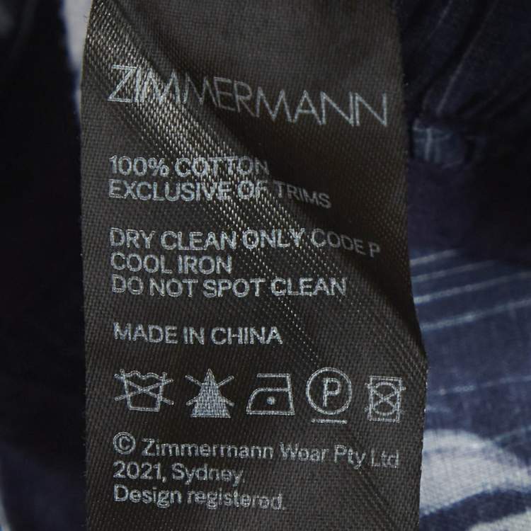 Pre Owned Zimmermann Navy Blue Floral Print Cotton Aliane Frill Wrap Mini Dress M