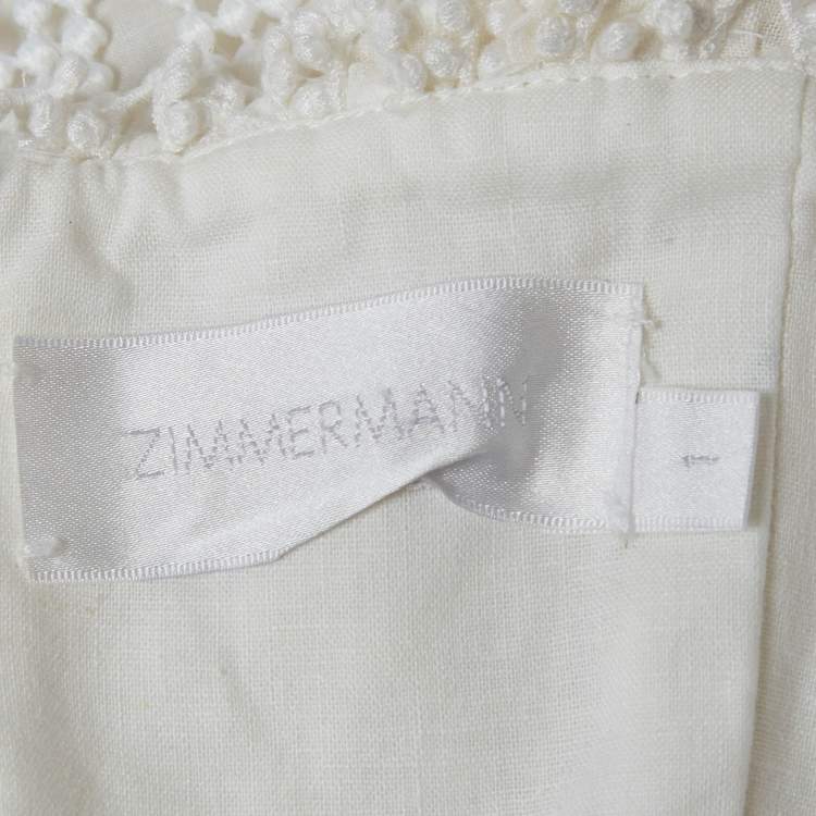 Pre Owned Zimmermann White Linen Blend Paneled Melody Off Shoulder Mini Dress M