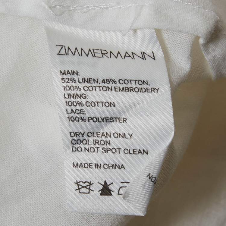 Pre Owned Zimmermann White Linen Blend Paneled Melody Off Shoulder Mini Dress M