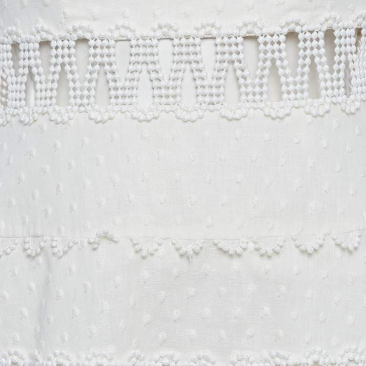 Pre Owned Zimmermann White Linen Blend Paneled Melody Off Shoulder Mini Dress M