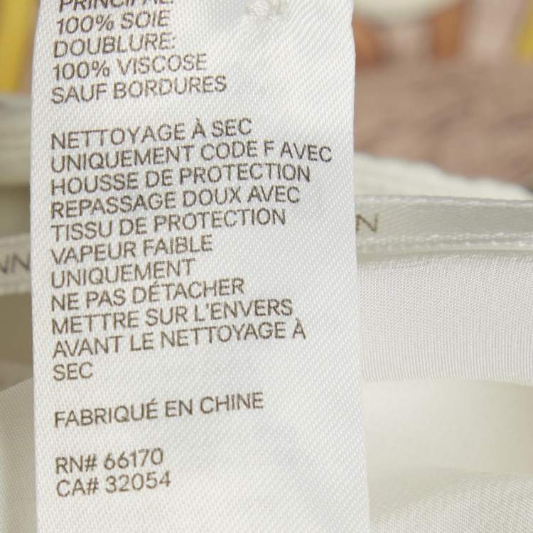 Pre Owned Zimmermann Cream Printed Silk Crepe De Chine Kick-Flare Pants M