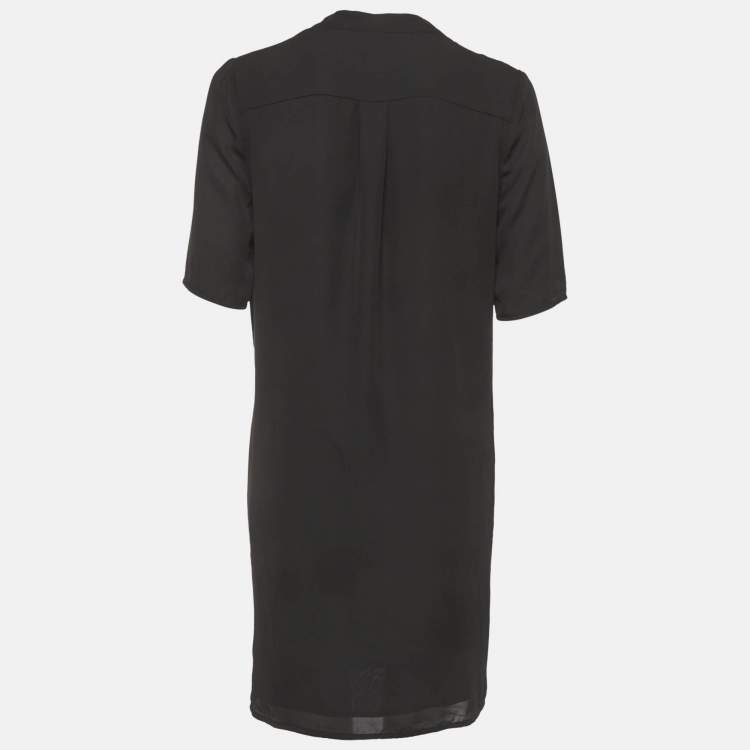 Pre Owned Zimmermann Black Crepe Draped Mini Dress S