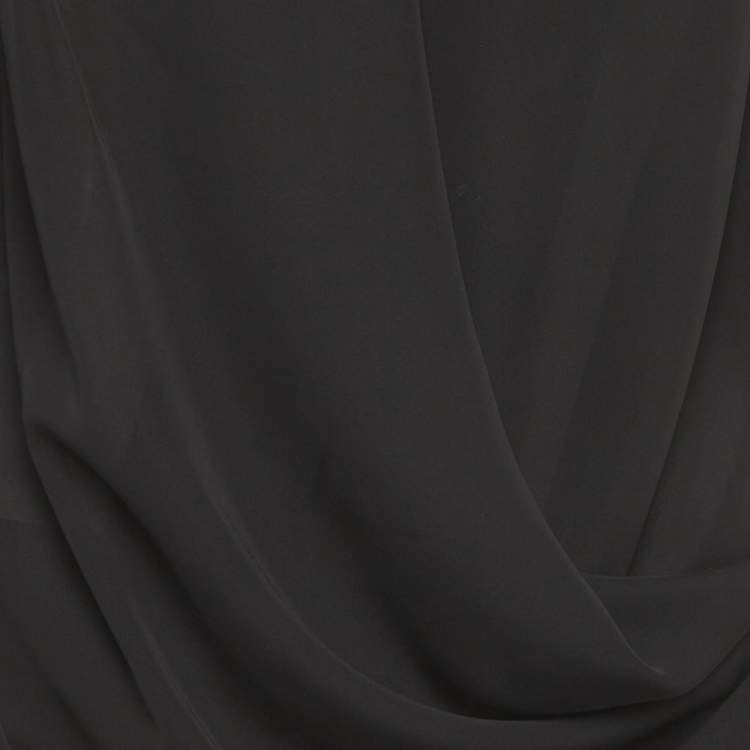 Pre Owned Zimmermann Black Crepe Draped Mini Dress S