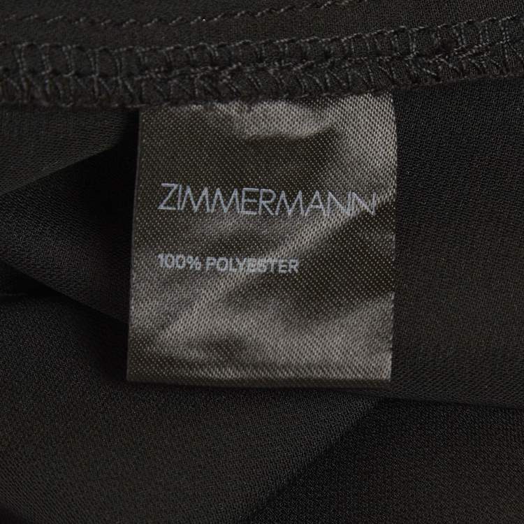 Pre Owned Zimmermann Black Crepe Draped Mini Dress S