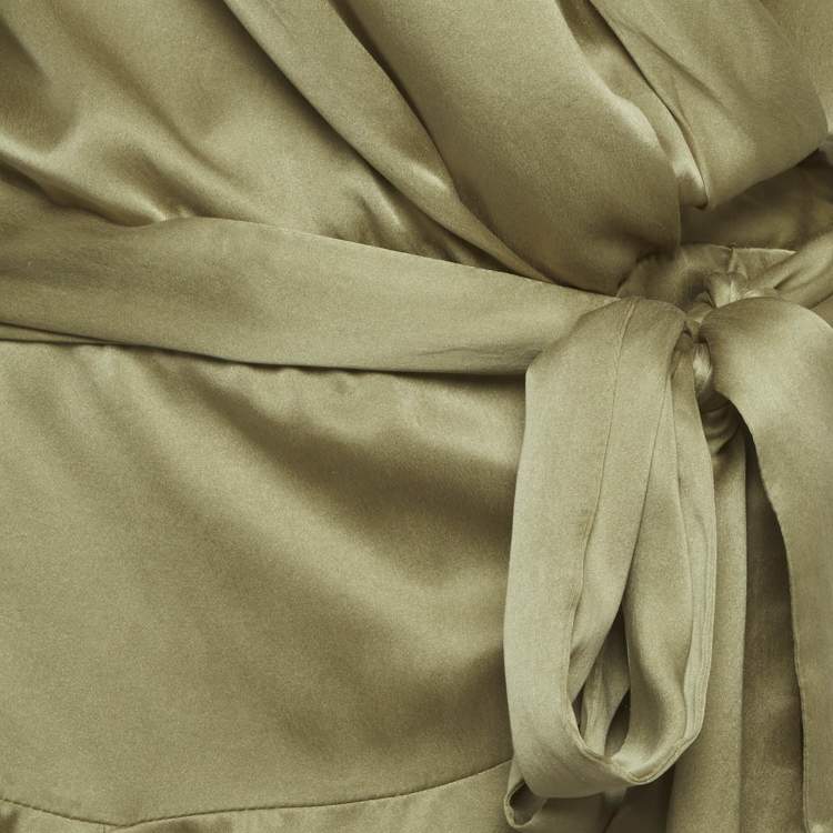 Pre Owned Zimmermann Green Silk Ruffle Mini Dress L