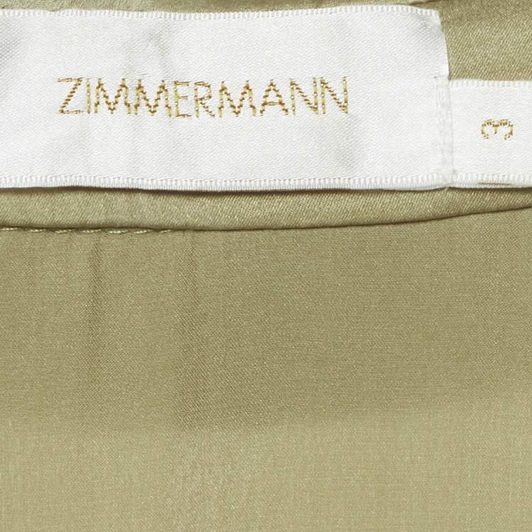 Pre Owned Zimmermann Green Silk Ruffle Mini Dress L