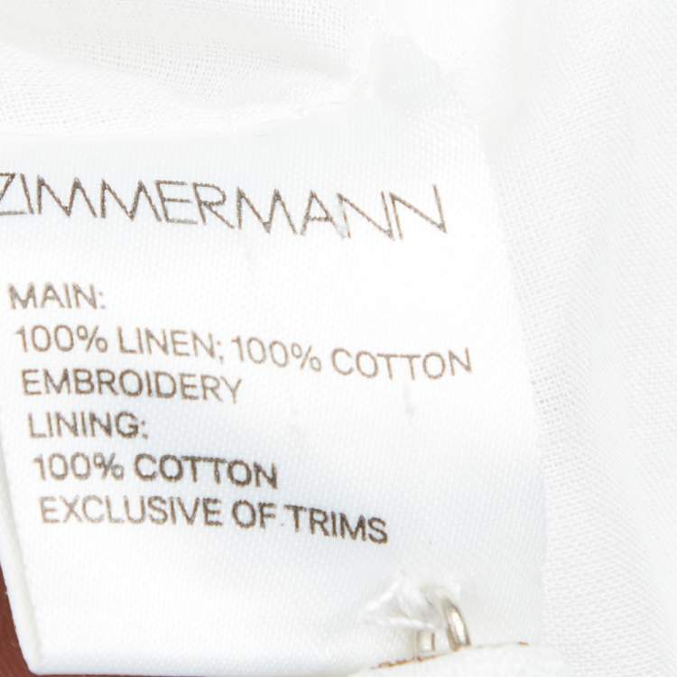 Pre Owned Zimmermann White Linen Eyelet Detail Belted Mini Dress S