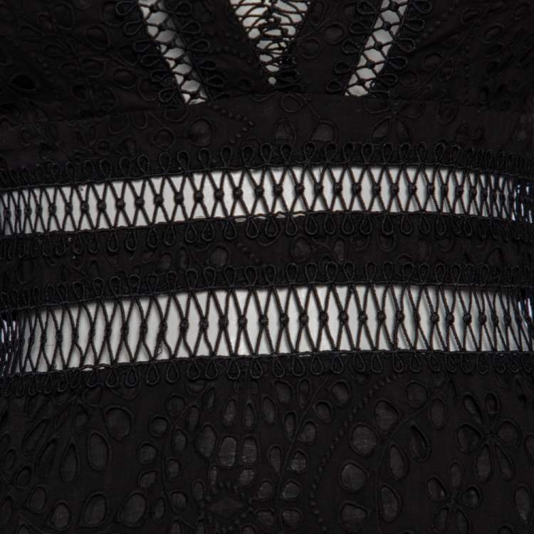 Pre Owned Zimmermann Black Eyelet Lace Laelia Diamond Mini Dress XS