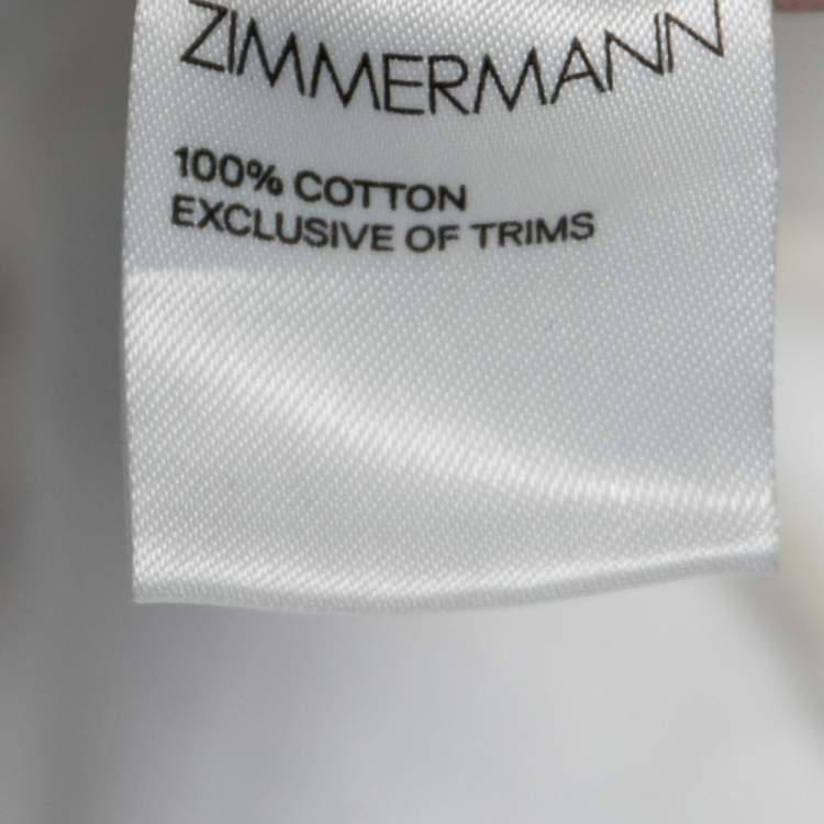 Pre Owned Zimmermann White Eyelet Cotton Scalloped Trim Tiered Primrose Midi Dress XS