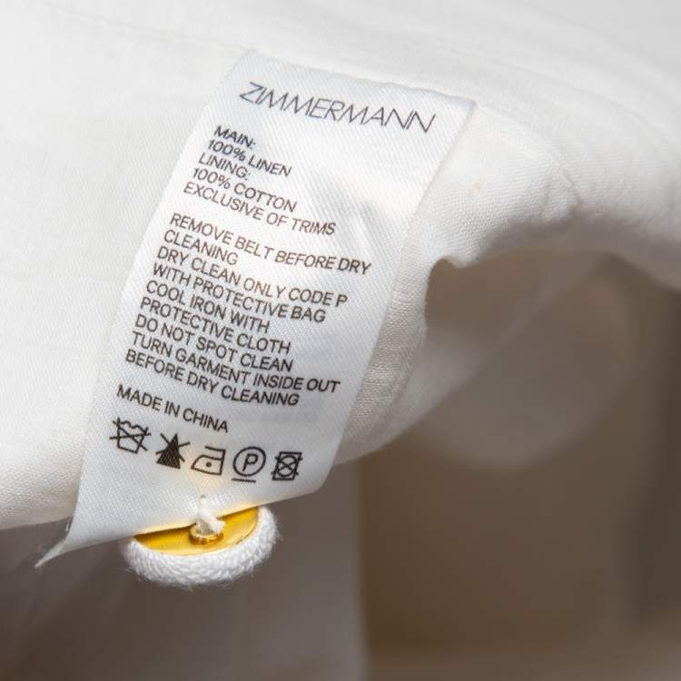 Pre Owned Zimmermann White Linen Ruffled Hem Detail Super Eight Mini Skirt S