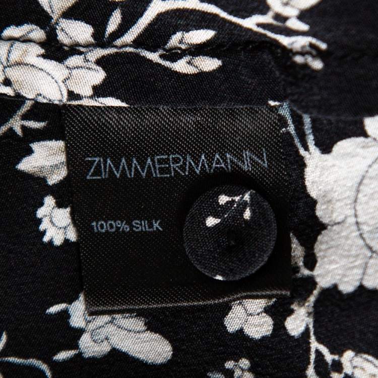 Pre Owned Zimmermann Floral Printed Silk Ruffled Detailed Midi Dress S