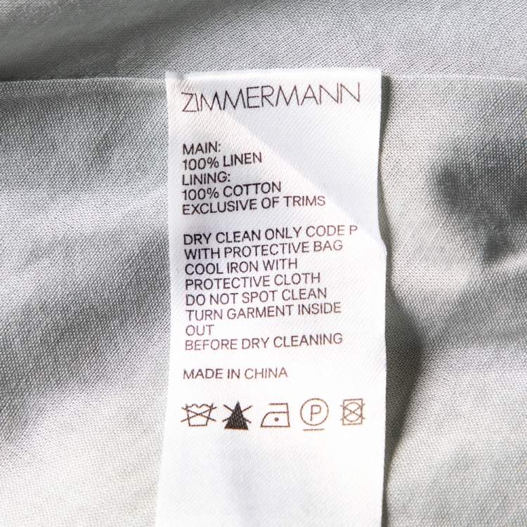 مملوكة مسبقًا Zimmermann Light Green Floral Printed Linen Belted Mini Dress S