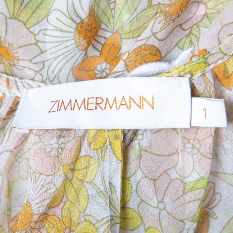 Pre Owned Zimmermann Multicolor Super Eight Floral Printed Neck Tie Detail Belted Midi Dress M