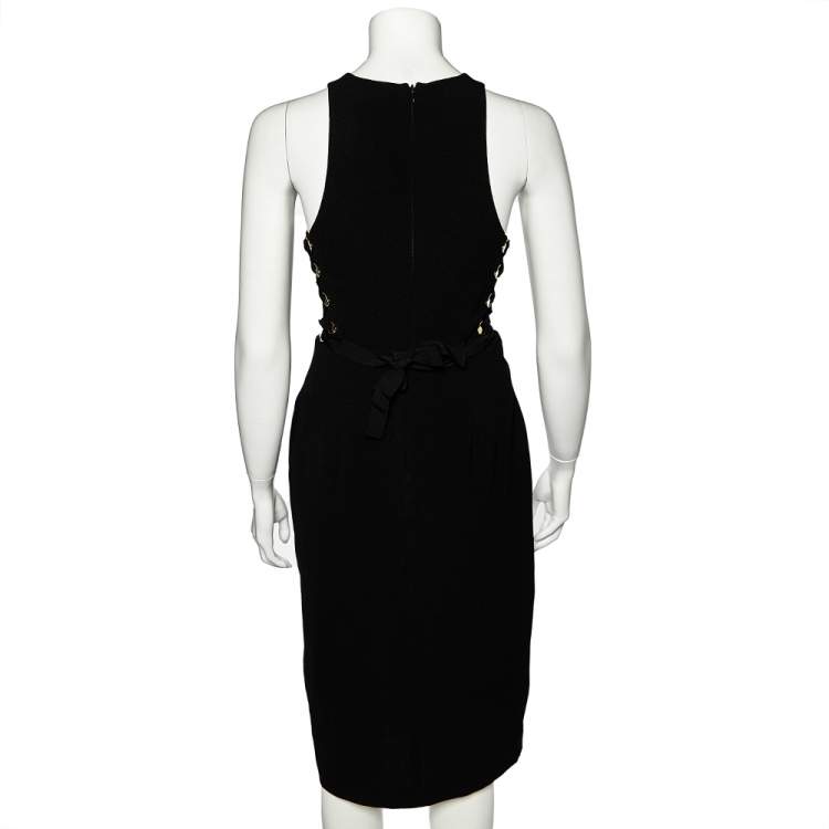 Pre Owned Zimmermann Black Textured Side Lace-up Sleeveless Sheath Dress M