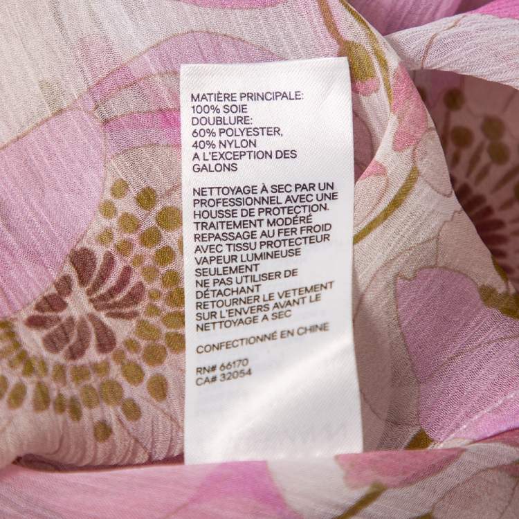 مملوكة مسبقًا Zimmermann Pink Floral Printed Silk Ruffled Blouse S