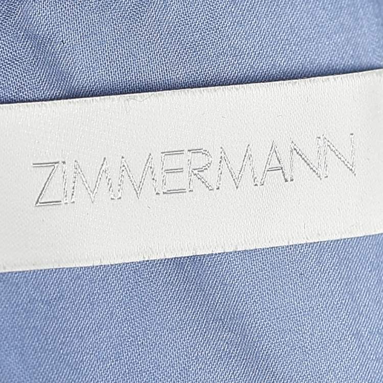 Pre Owned Zimmermann Blue Floral Printed Linen Bellitude Maxi Dress M