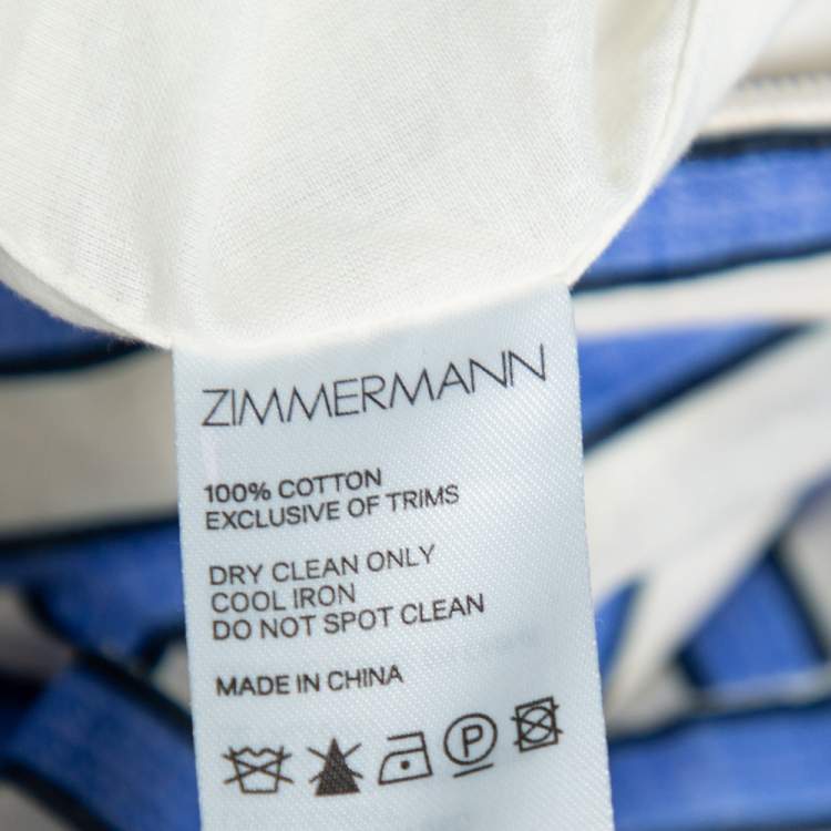 Pre Owned Zimmermann Blue Verity Striped Cotton Tiered Dress S