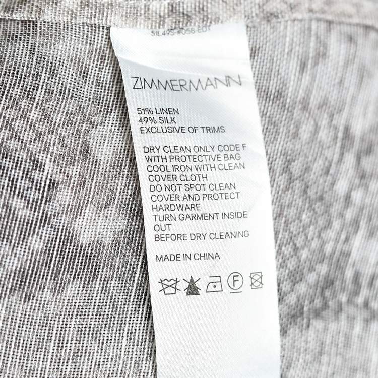 Pre Owned Zimmermann Beige Snake Printed Linen & Silk Corsage Safari Shirt S