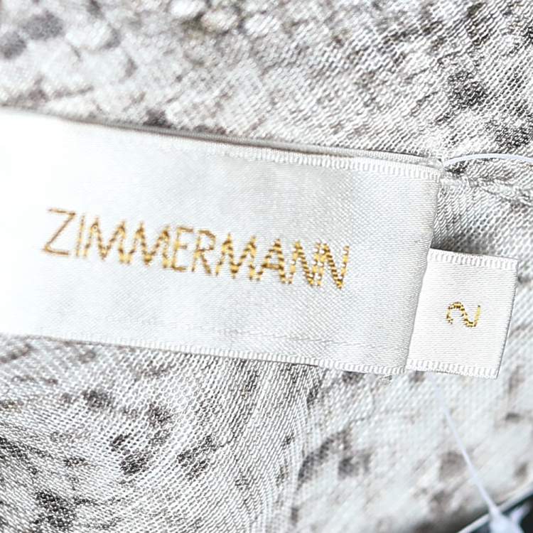 Pre Owned Zimmermann Beige Snake Printed Linen & Silk Corsage Safari Shirt S