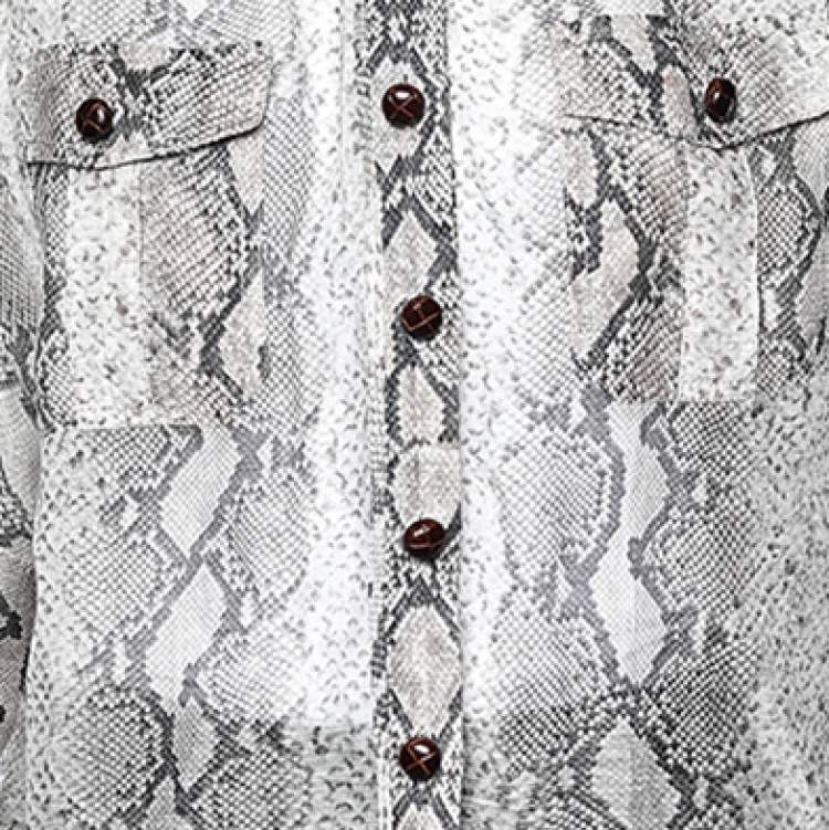 Pre Owned Zimmermann Beige Snake Printed Linen & Silk Corsage Safari Shirt S